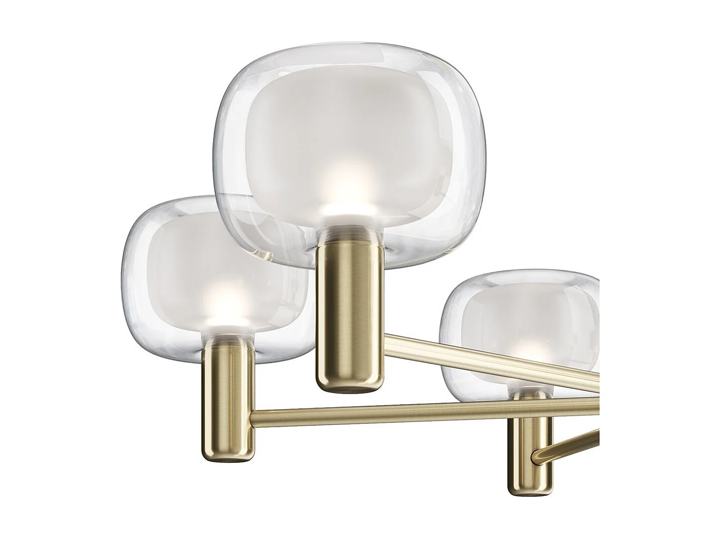 Lampadario Contemporaneo Vision Alluminio Oro 6 Luci Diffusori In Vetro Trasp
