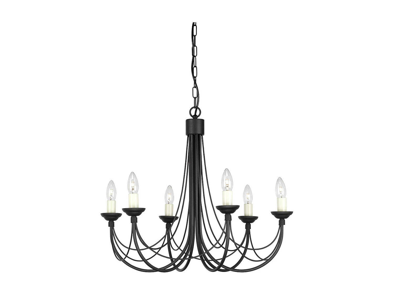 Elstead Carisbrooke - 6 licht Multi Arm Kronleuchter Schwarz - Glasschirme nicht im Lieferumfang enthalten, E14