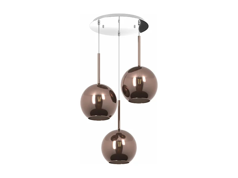 Sosp. Cromo Tonda 3 Luci Vetri Tutti Grande Rame