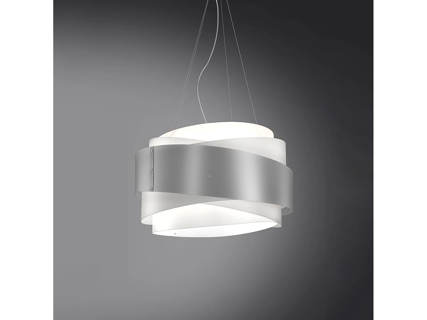 Sospensione Moderna Bea Polilux ® Argento E Metallo Cromo 1 Luce E27 D60Cm