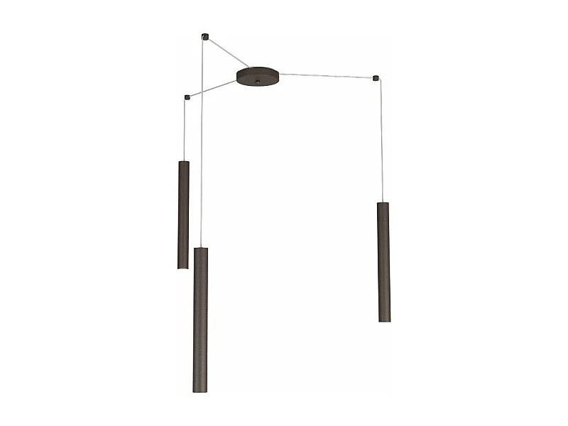 Round Tube Sospensione 3 Luci Marrone Cavo Cm.250 Con Base