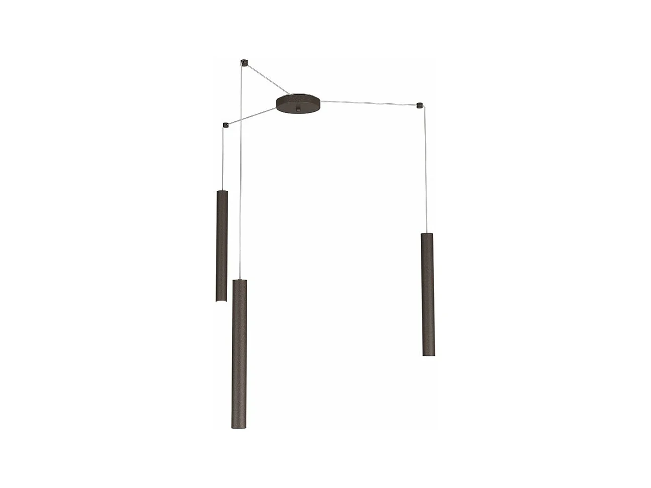 Round Tube Sospensione 3 Luci Marrone Cavo Cm.250 Con Base