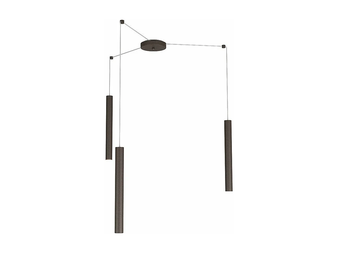 Round Tube Sospensione 3 Luci Marrone Cavo Cm.250 Con Base