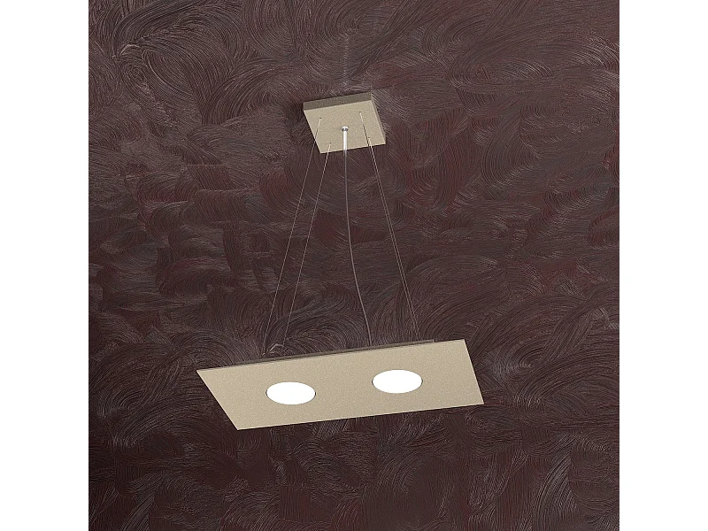 Lampadario Moderno Rettangolare Area Metallo Sabbia 2 Luci Gx53