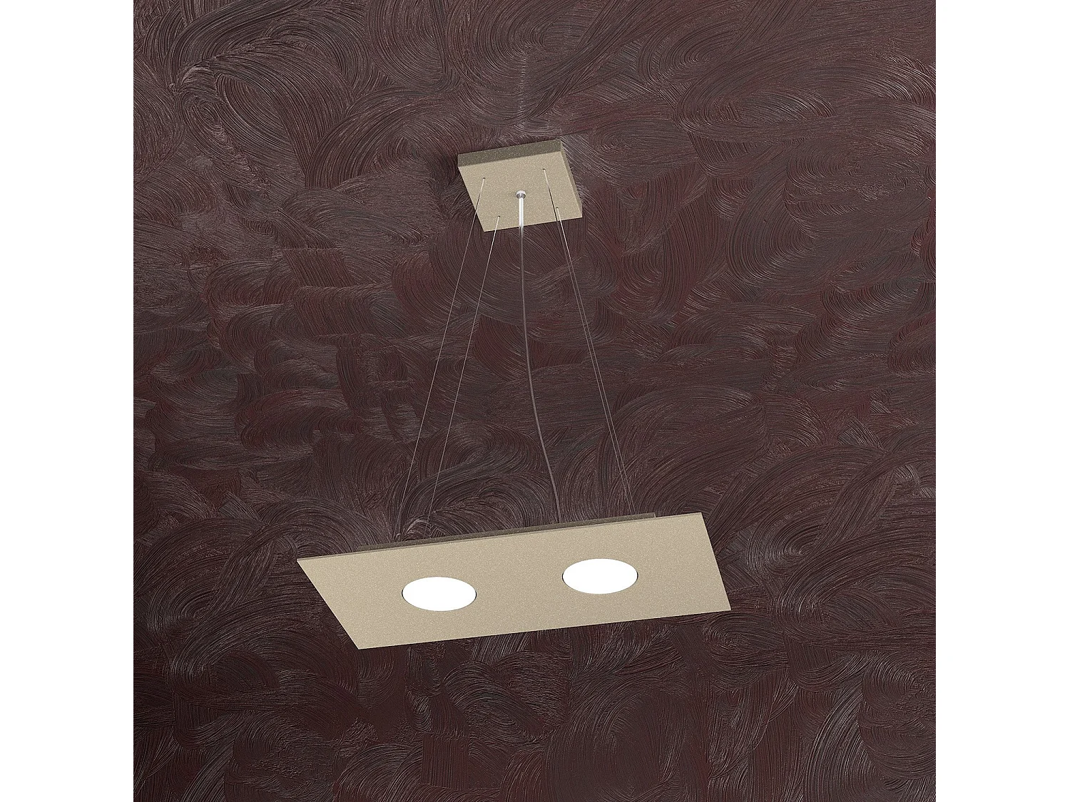 Lampadario Moderno Rettangolare Area Metallo Sabbia 2 Luci Gx53