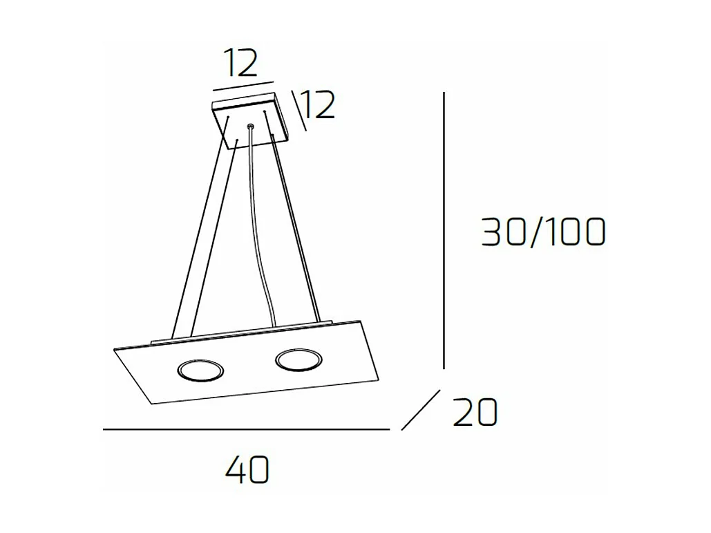 Lampadario Moderno Rettangolare Area Metallo Sabbia 2 Luci Gx53