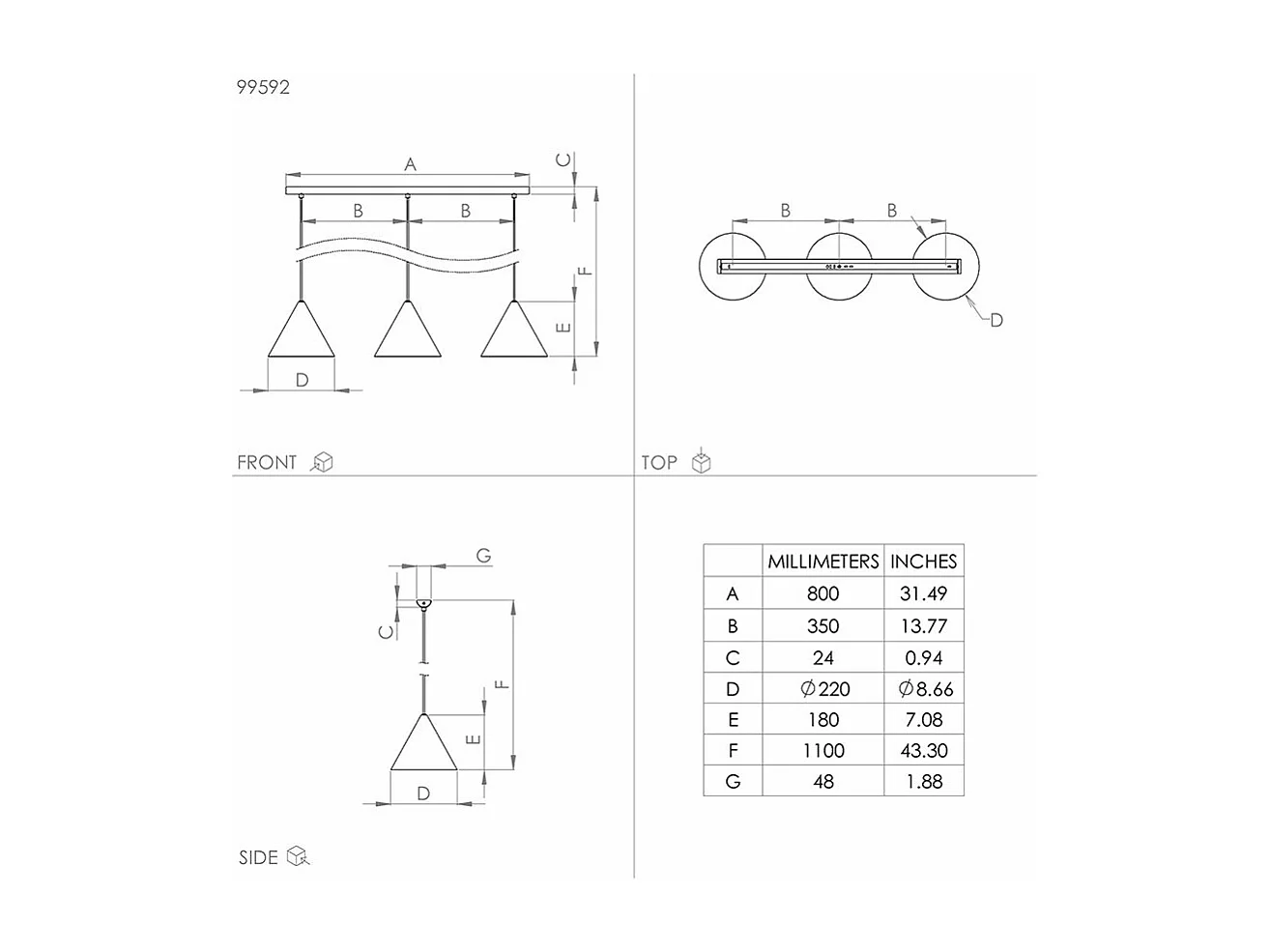 Lampadario Contemporaneo Narices 3 Luci Acciaio Nero