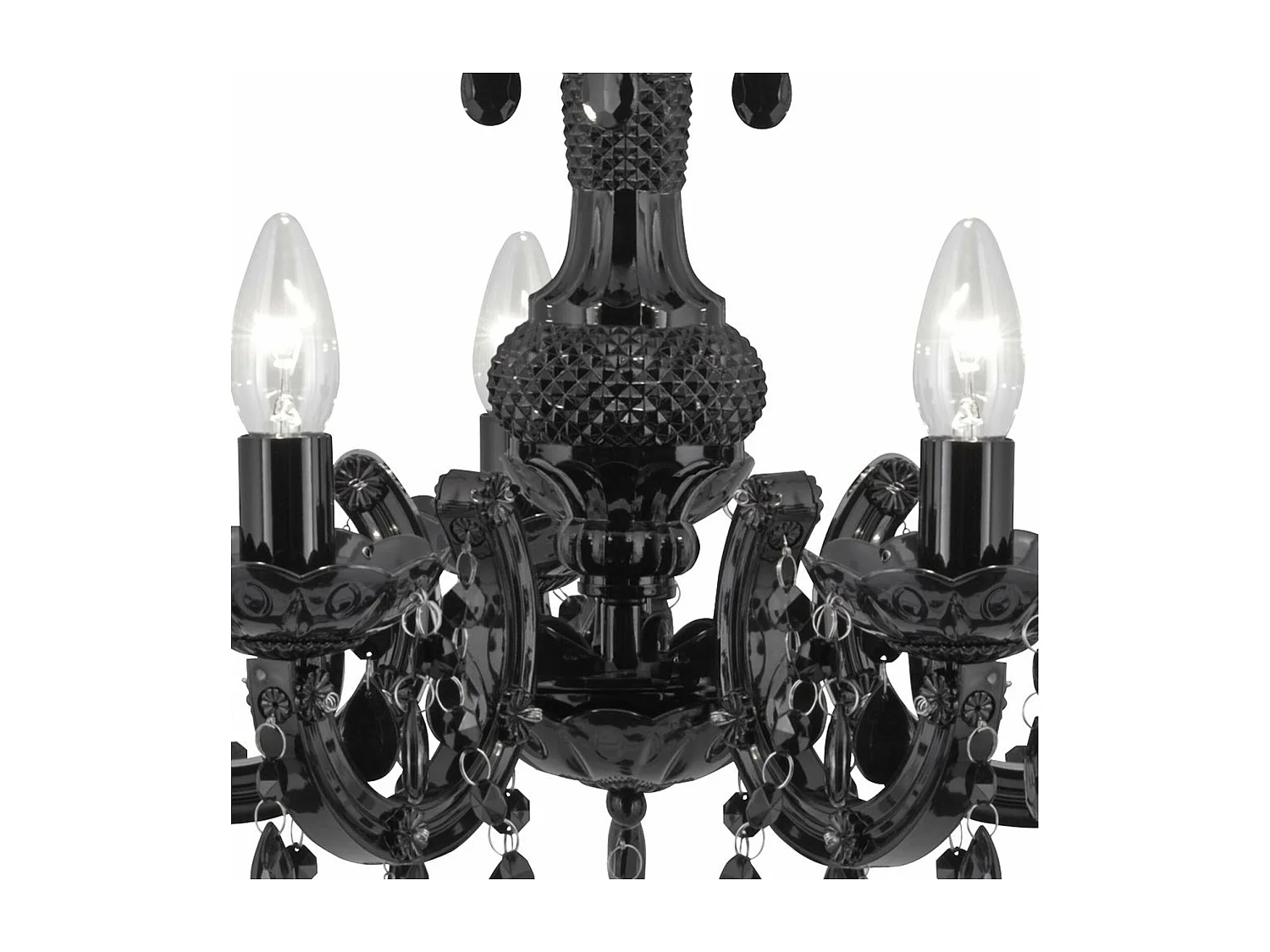 Searchlicht Marie Therese - 5 licht Multi Arm Deckenanhänger Schwarz mit Kristallen, E14