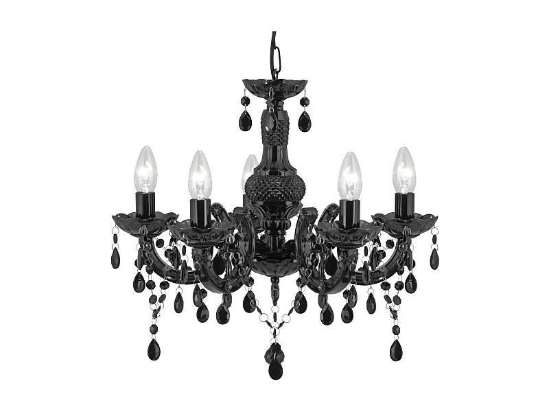 Searchlicht Marie Therese - 5 licht Multi Arm Deckenanhänger Schwarz mit Kristallen, E14