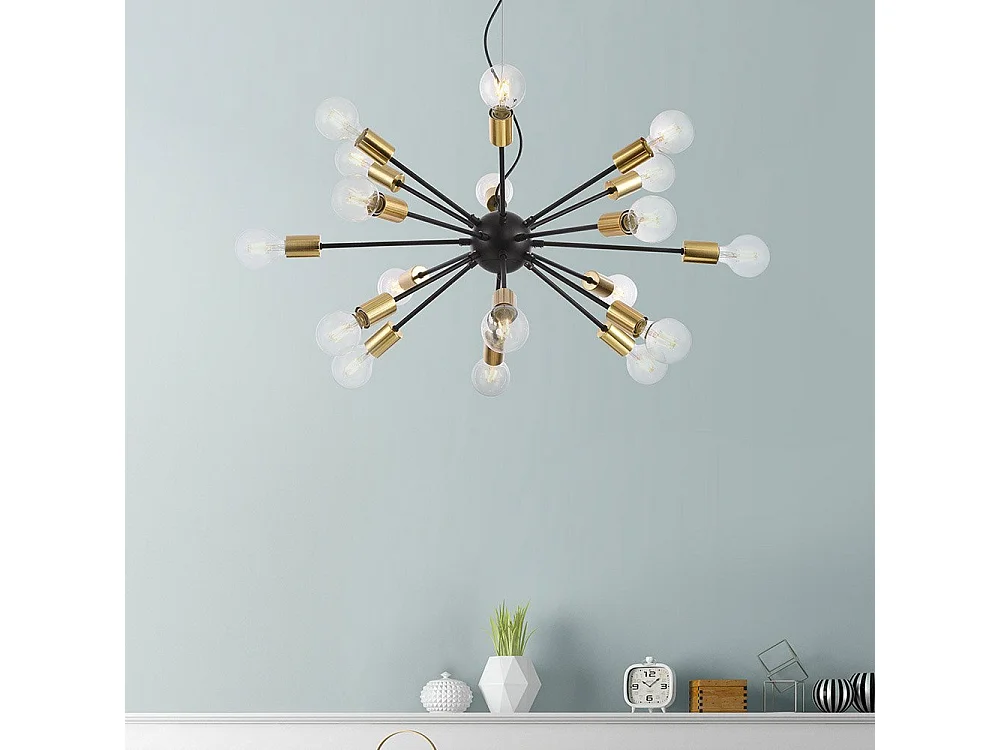 Jackson Lampada a Sospensione da Soffitto Nera, 18 Luci, E27