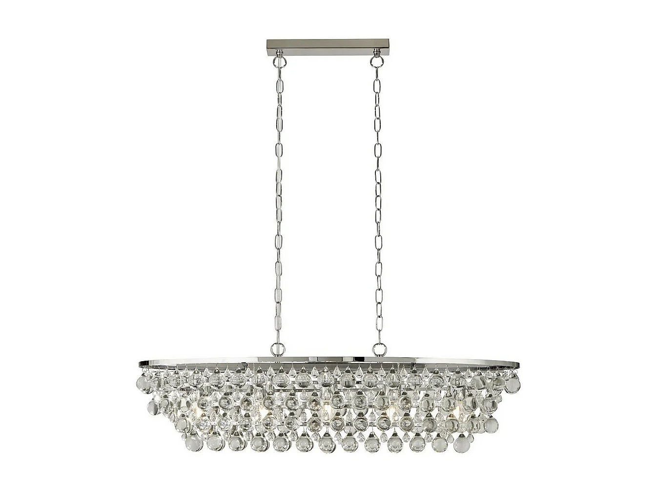 Searchlight MICHELLE 5 ljus krom oval takstngshnge med glaskulor