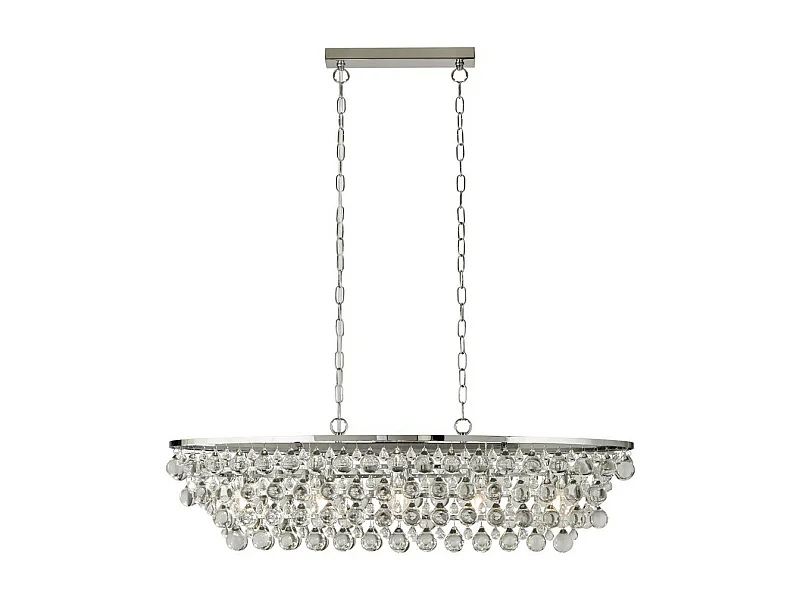 Searchlight MICHELLE - Sospensione a barra ovale cromata a 5 luci con sfere di vetro