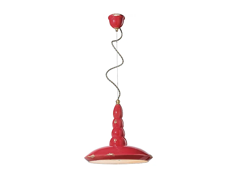 Lampadario Vintage Vague Vintage Ferro E Ceramica Rosso 1 Luce E27 40Cm