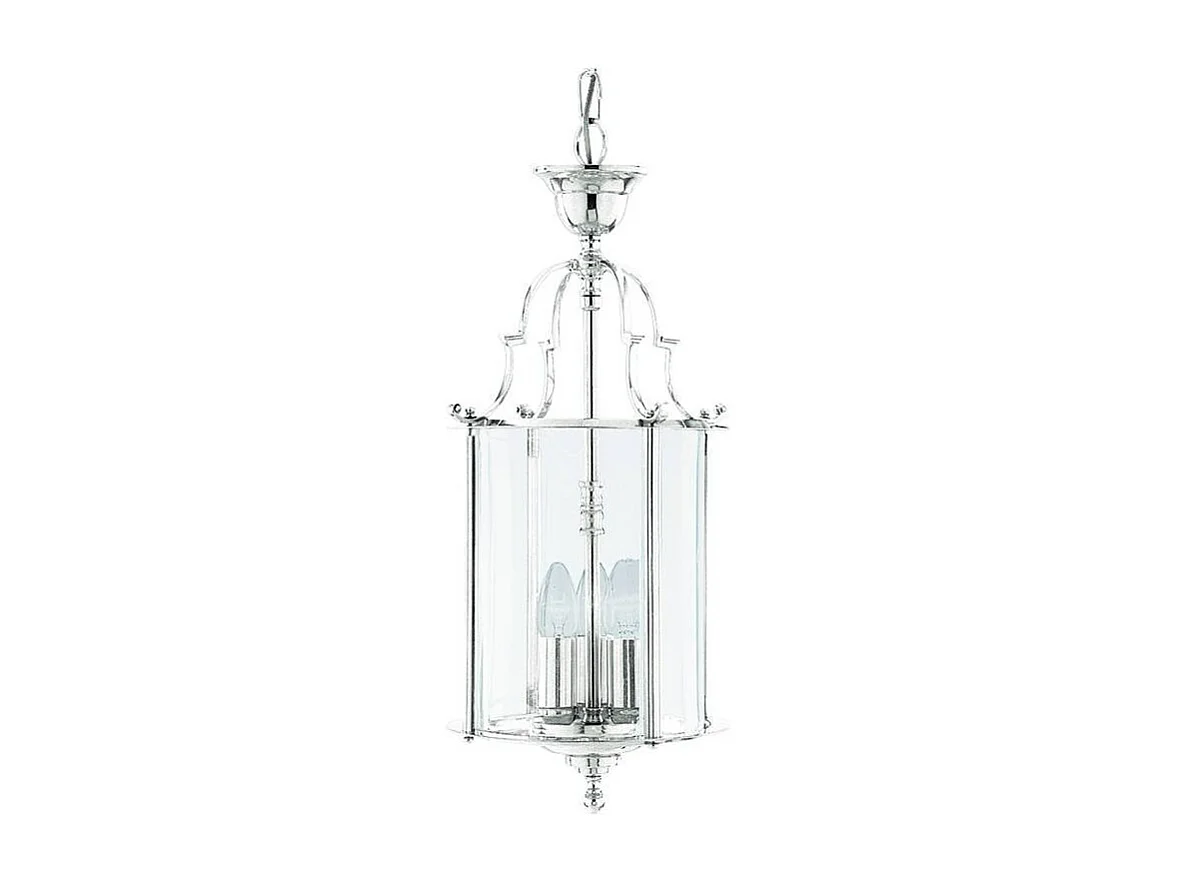 Searchlight Lanterns - Lanterna a Soffitto a 3 Luci Pendente Cromo, Vetro Trasparente, E14