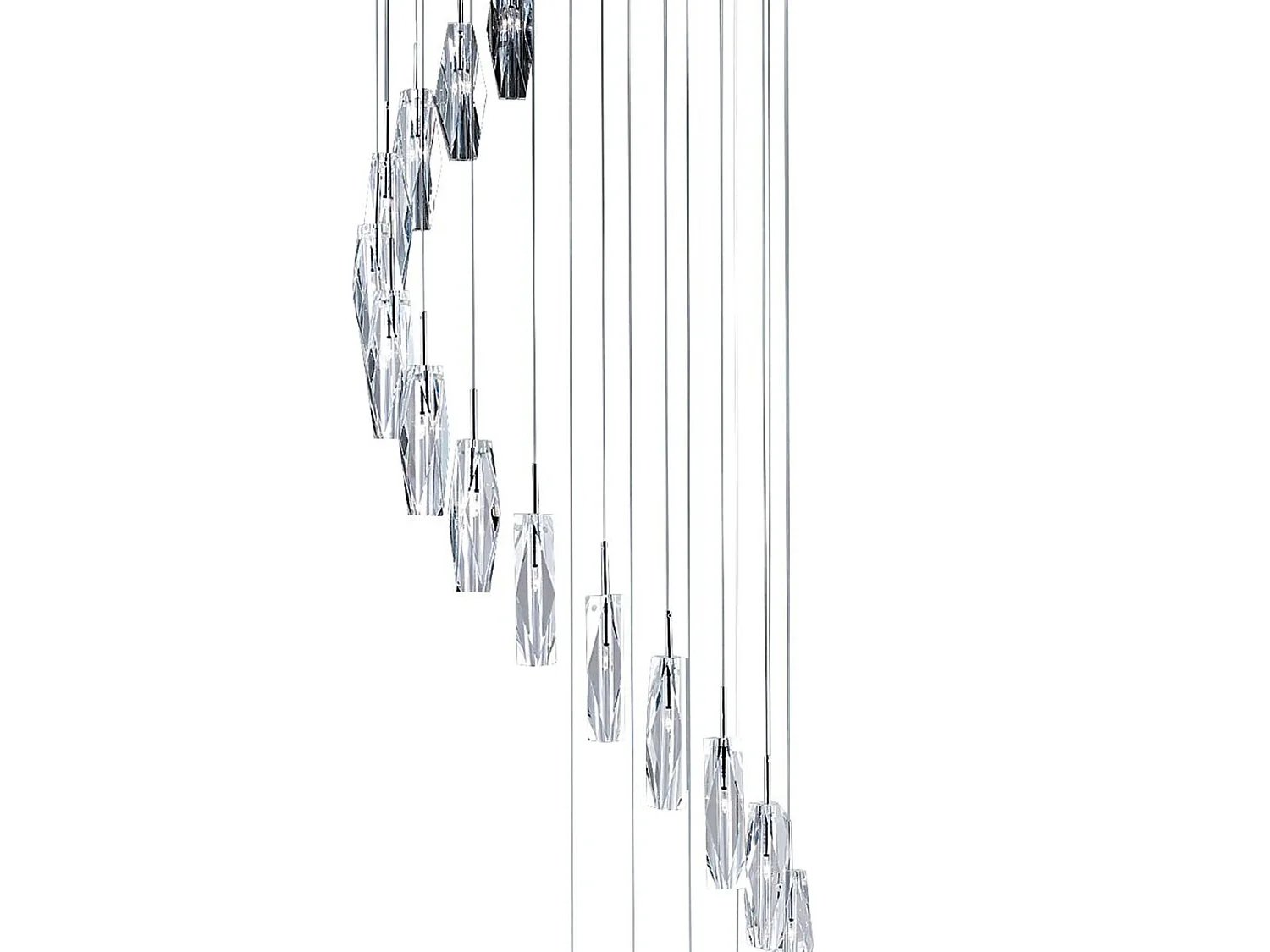 Lampadario Contemporaneo Ghiaccio Scolpito Acciaio Cromo Vetro G4 1,5X20W