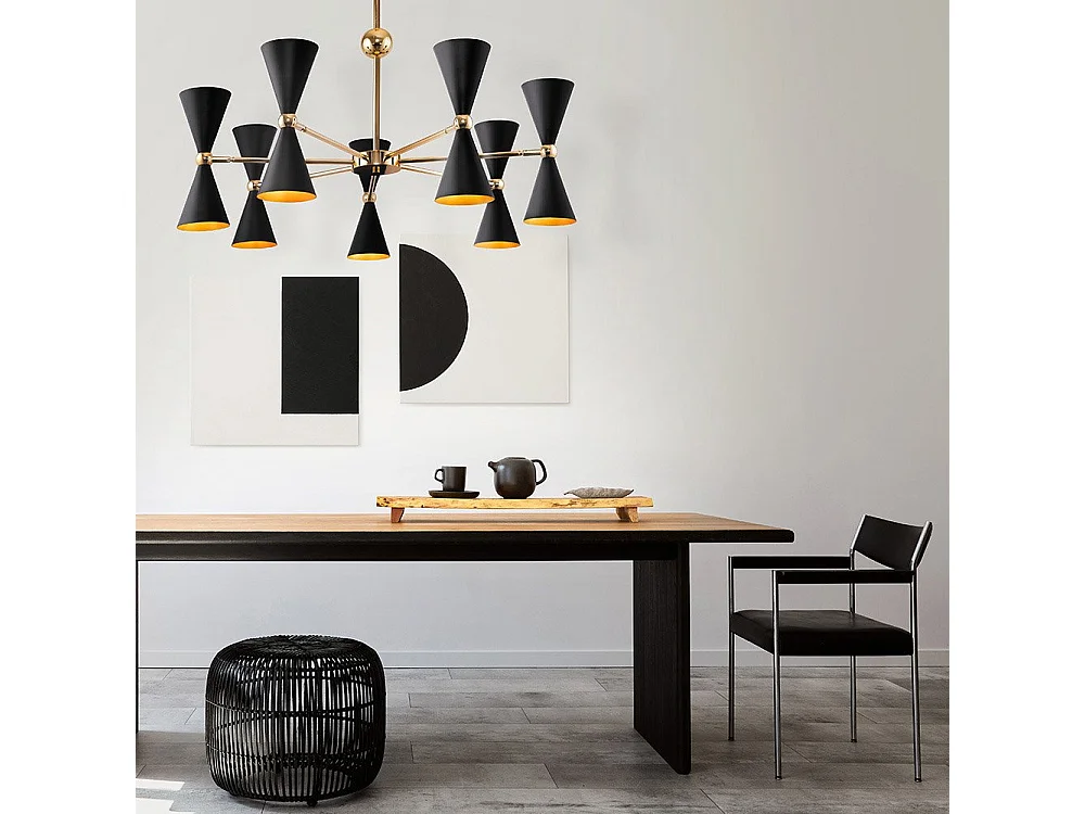 Maytoni Vesper Plafoniera Moderna Vesper 14 Luce Nera con Pendente Oro