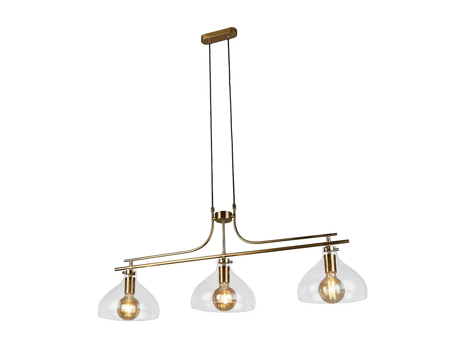 Searchlight Margarita Suspension barre à 3 lumières Laiton, Verre