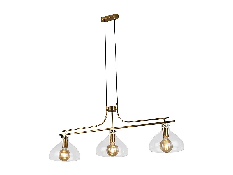 Searchlight Margarita Sospensione a 3 barre luminose Ottone, vetro
