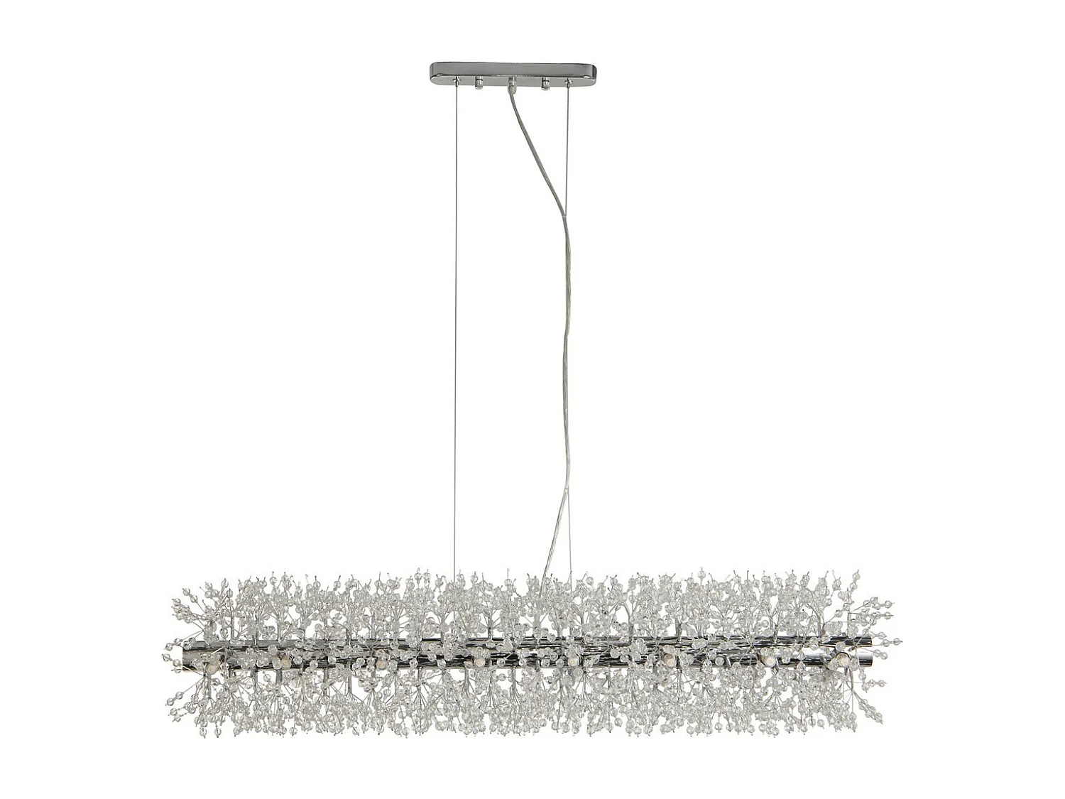 Searchlight Sunburst Colgante de barra de 16 luces cromado, cuentas de vidrio