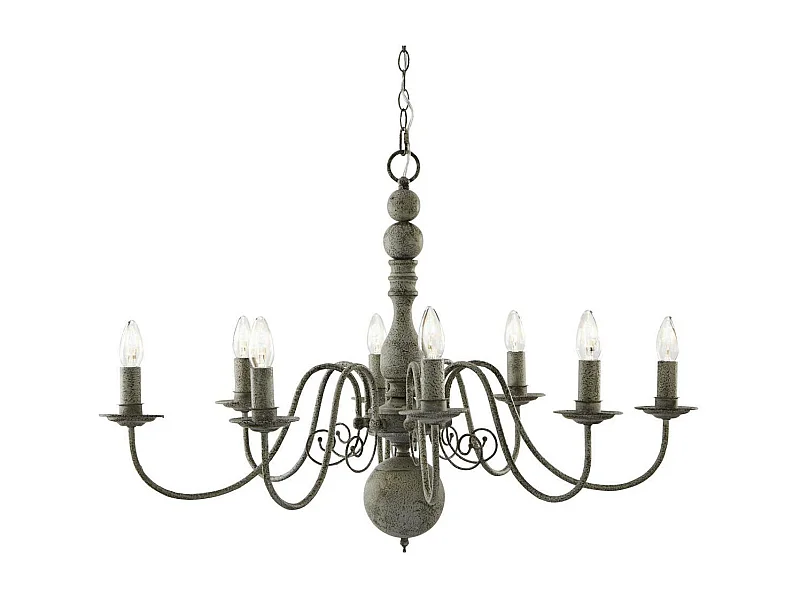 Searchlight Greythorne - Lampadario a 8 luci finitura grigia, attacco E14