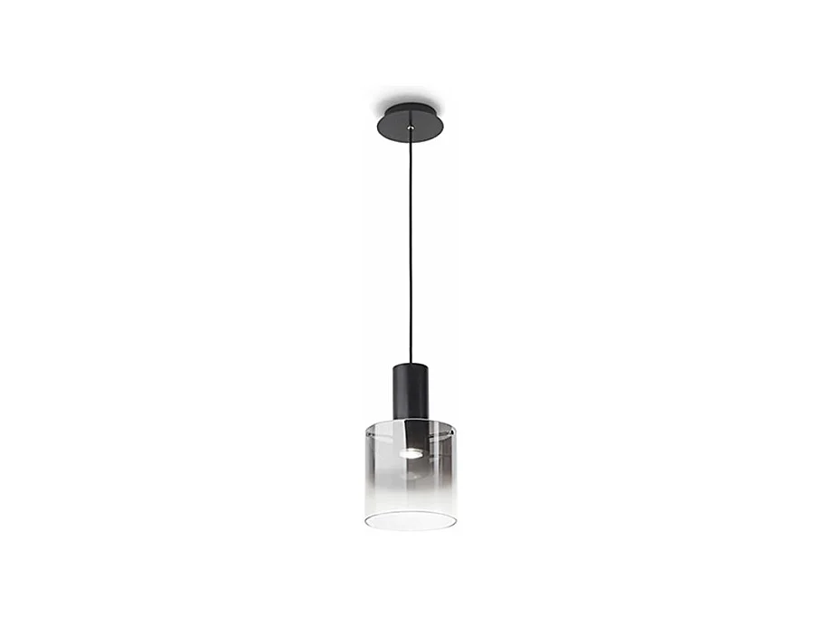 Lampadario In Alluminio Contemporaneo Hugo Nero 1 Luce