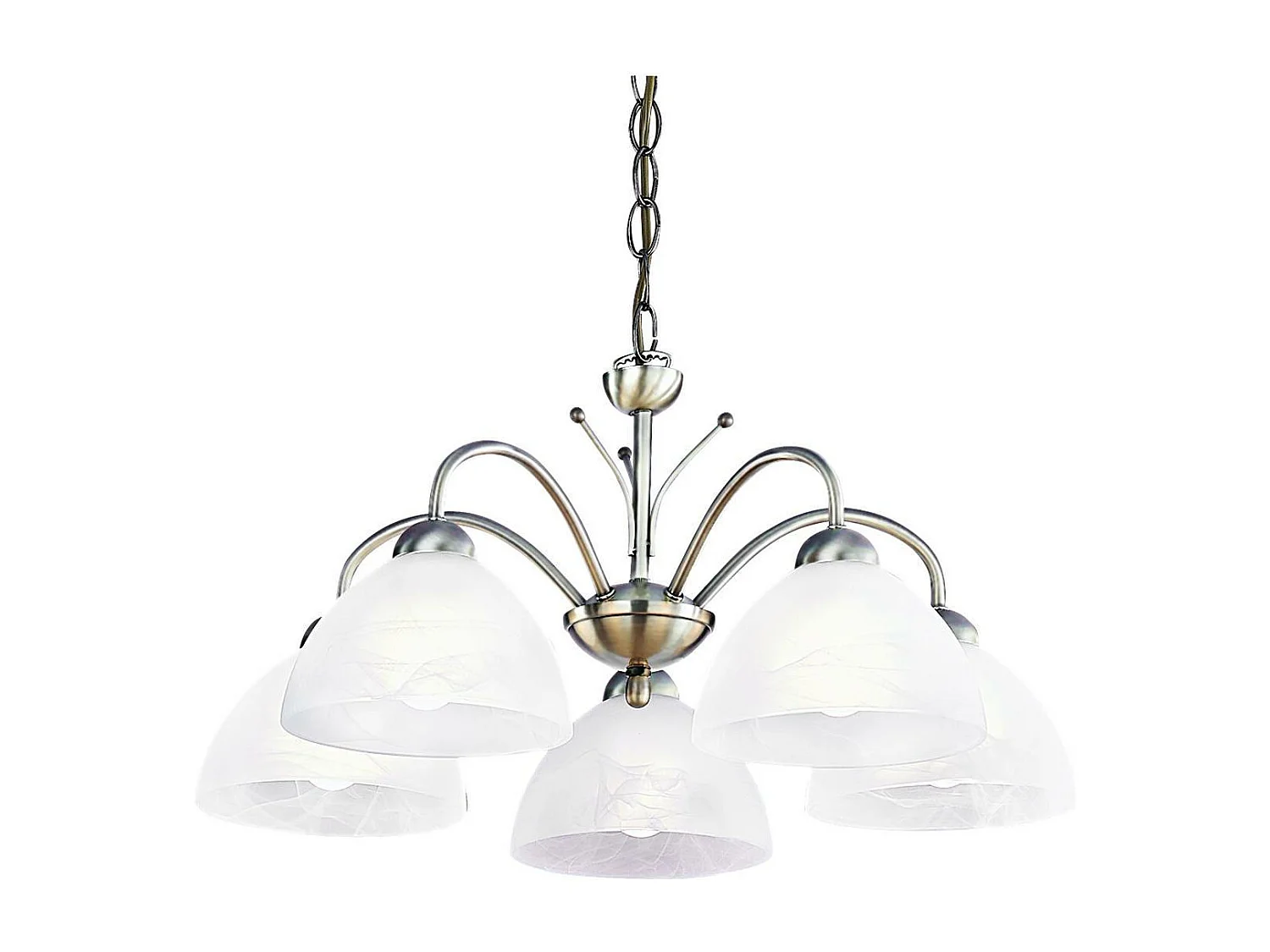 Searchlight Milanese 5 Ljus Multi Arm Takhnge Antik Mssing, Glas, E14