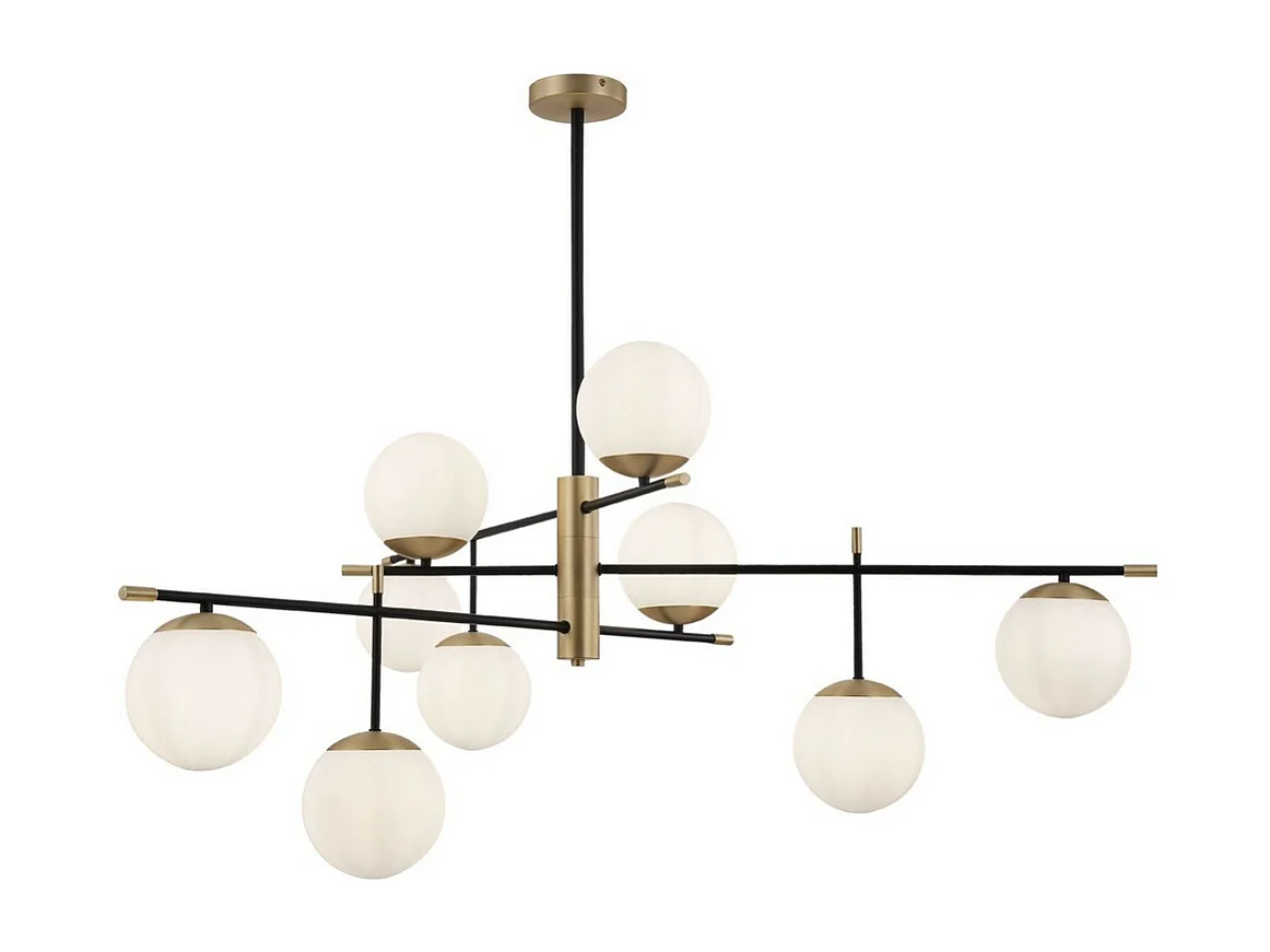 Nostalgia Lampada a Sospensione Globe da Soffitto Oro Opaco, 9 Luci, E14