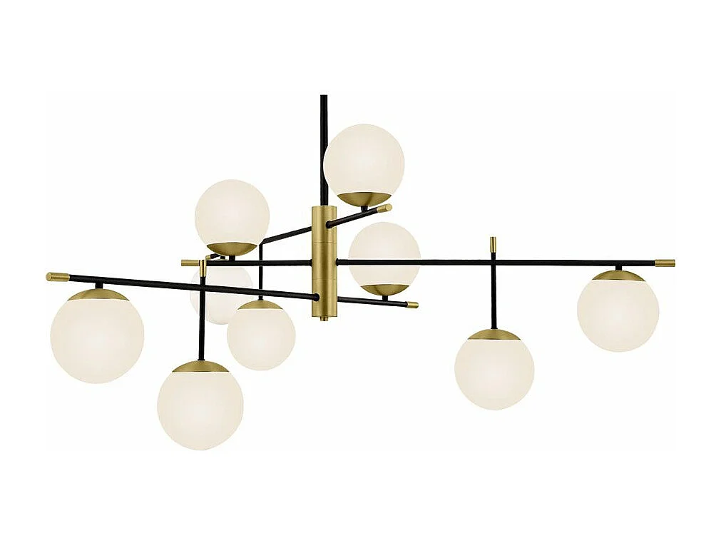 Nostalgia Lampada a Sospensione Globe da Soffitto Oro Opaco, 9 Luci, E14