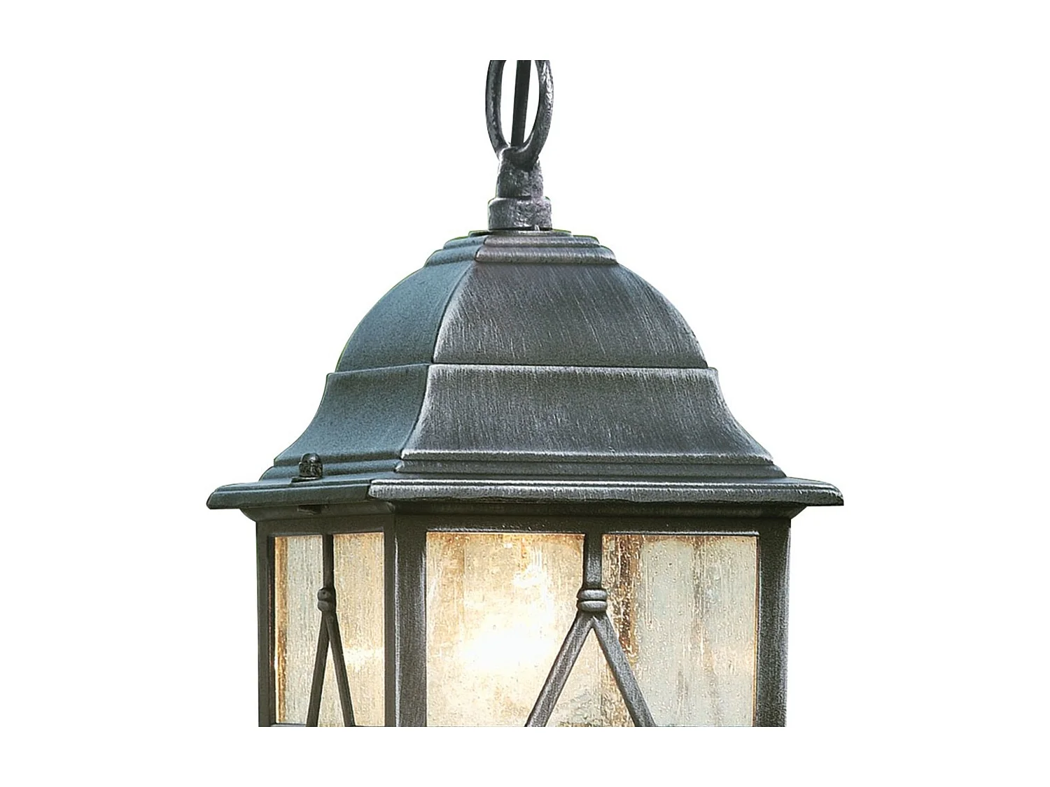 Sospensione Vintage - Decò Genova Alluminio Nero Vetro Argento 1 Luce E27