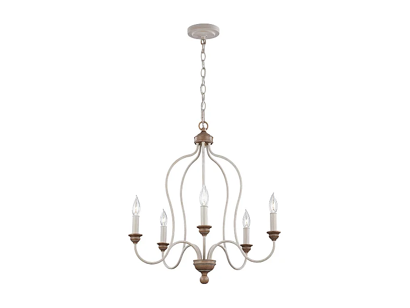 Elstead Hartsville - Lampadario a 5 luci finitura Beachwood, E14