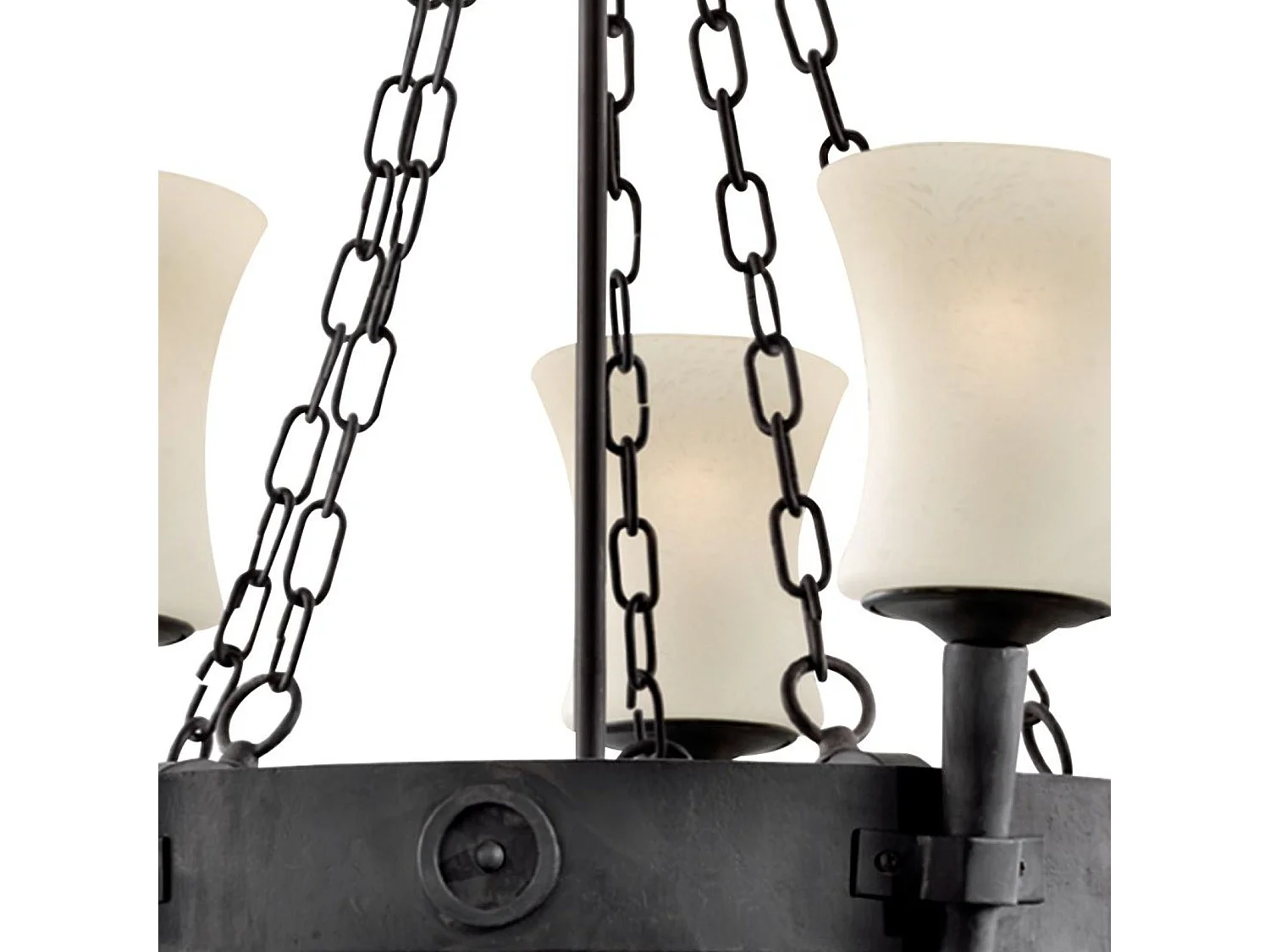 Searchlight Cartwheel 5 Light Multi Arm Takhnge Svart, Scavo Glass Five, E27