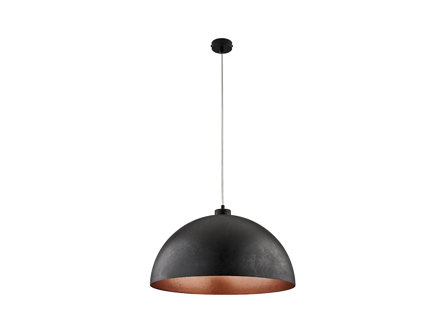 Suspension Marcus d.50 cm, fer noir, intérieur cuivre antique, câble réglable, finition noire élégante, 1 lumière