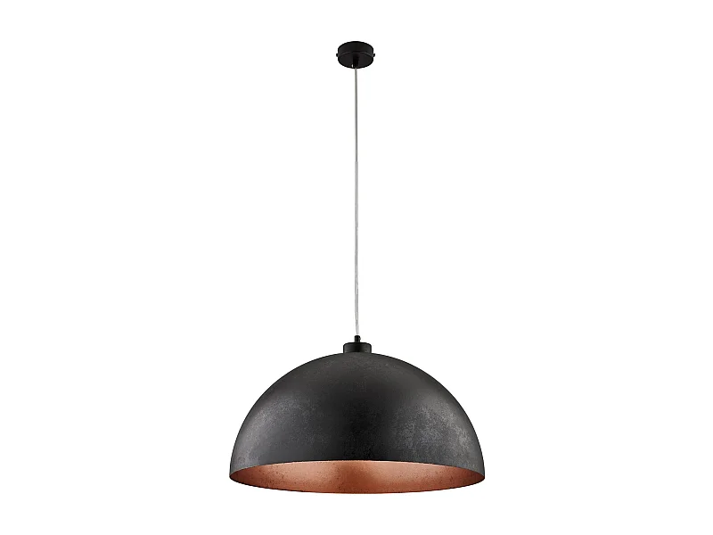 Suspension Marcus d.50 cm, fer noir, intérieur cuivre antique, câble réglable, finition noire élégante, 1 lumière