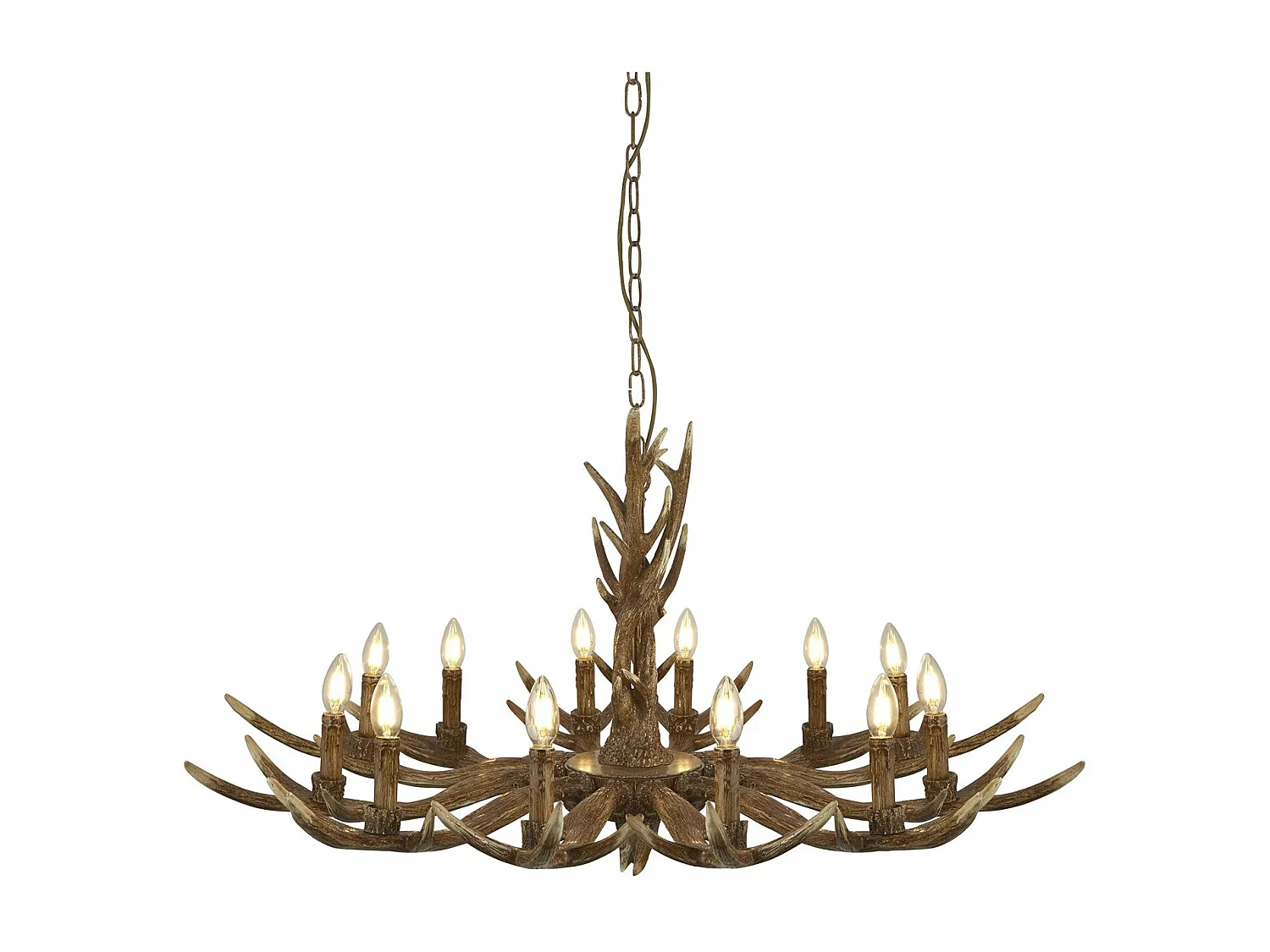 Industrial-Nordic Hirschbrauner Stahl-Kronleuchter 12 Lichter E14