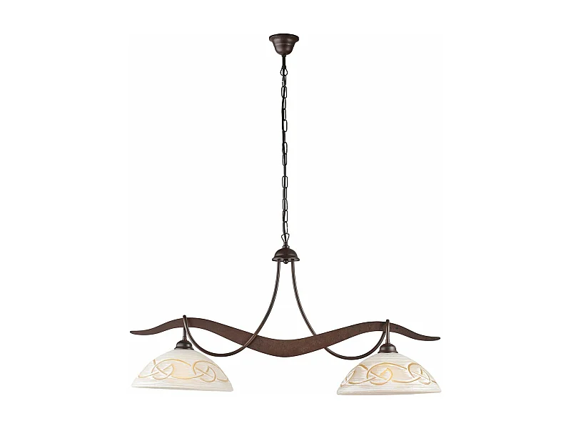 Belight -  Bilbao - Kronleuchter schwarz, Rostoptik, Glas weiß/bernstein Ø30, L89x30, 2-flammig - BL324-2-RG