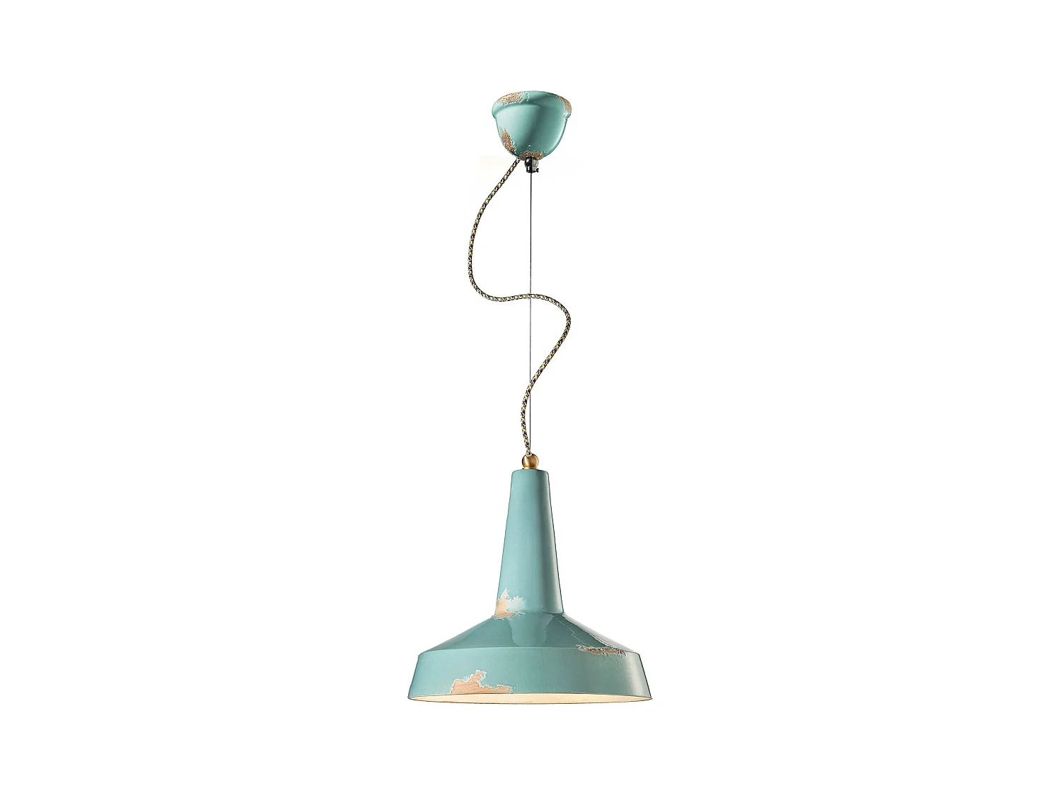 Lampadario Vintage Vague Vintage Ferro E Ceramica Azzurro 1 Luce E27 35Cm