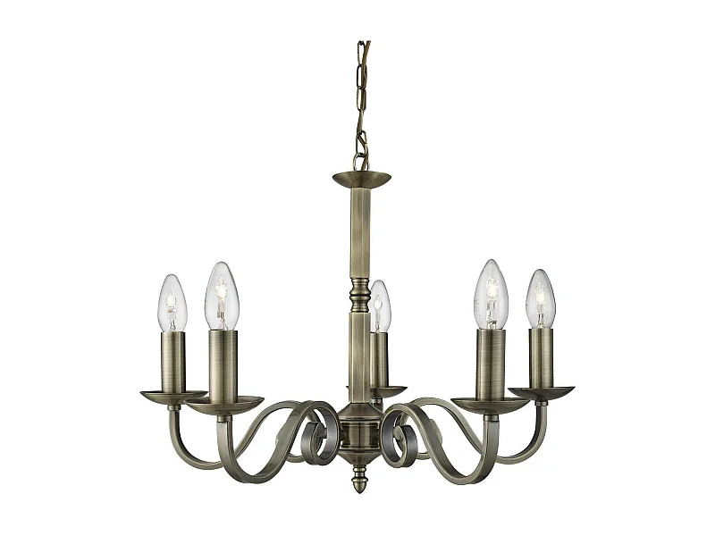 Searchlight Richmond Luminaire suspendu à 5 bras et bras multiples, laiton antique, E14