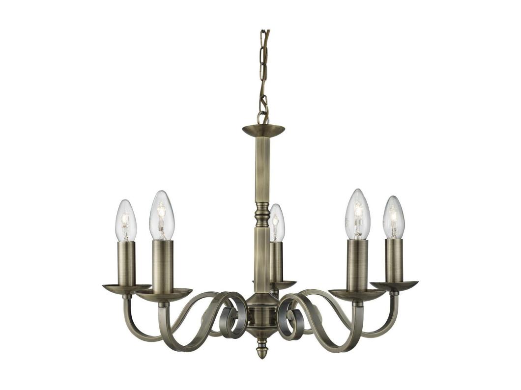 Lampadario Contemporaneo Richmond Acciaio Ottone 5 Luci E14