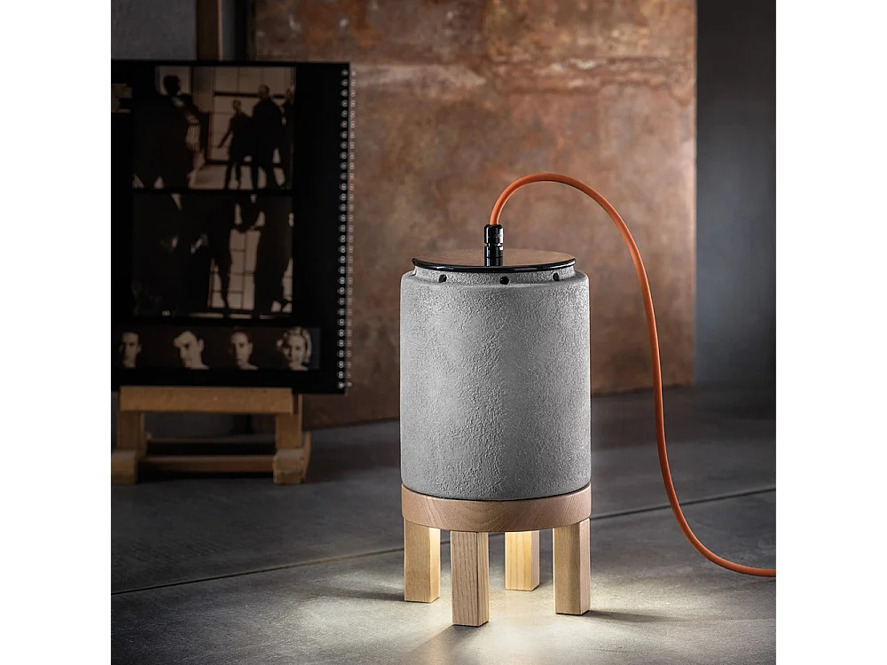 Lampadario Vintage Mateca Ferro E Ceramica Cemento 1 Luce E27