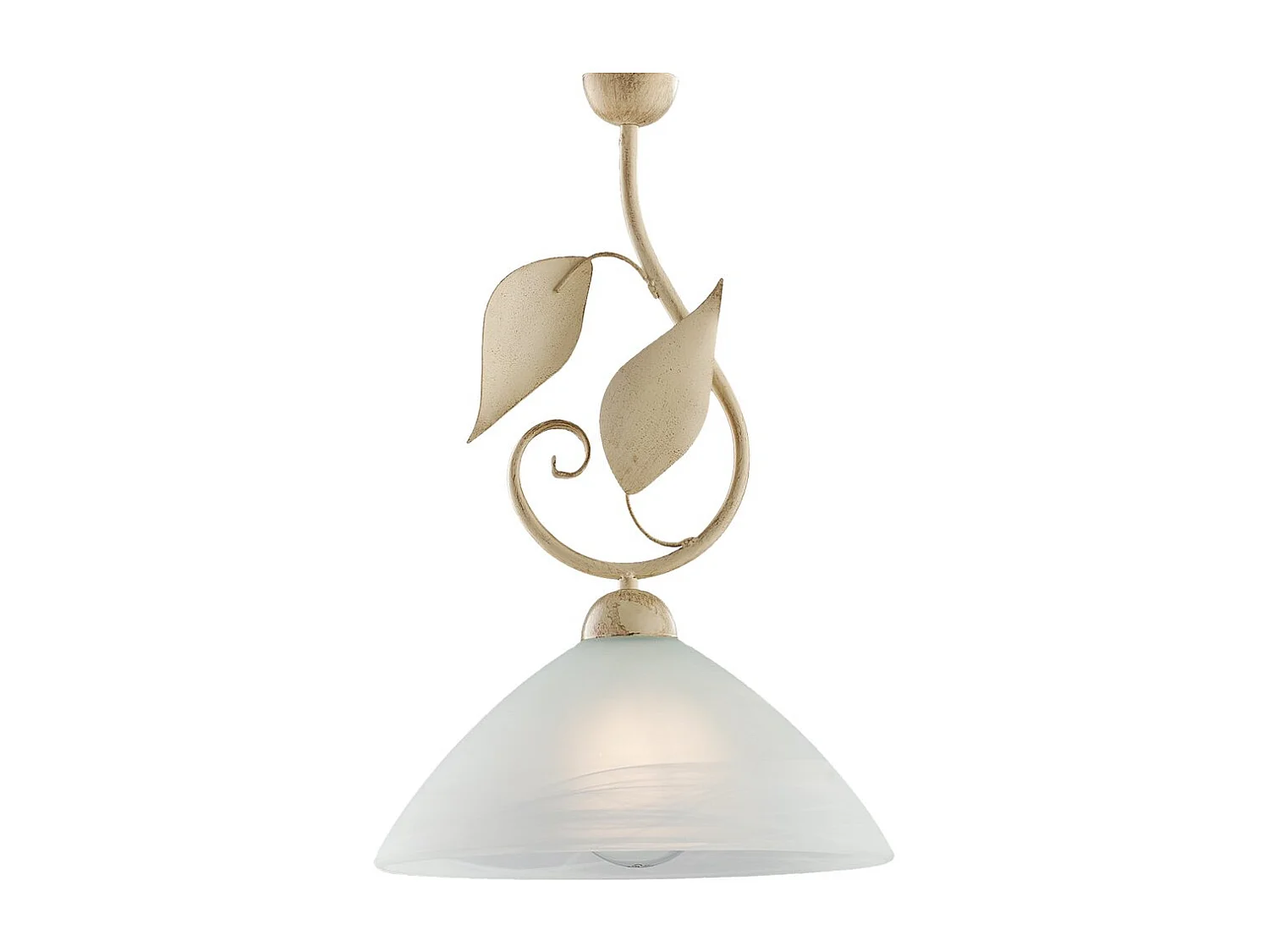 Sospensione Classica Esse 1 Luce Ferro Battuto E Vetro Avorio E Oro