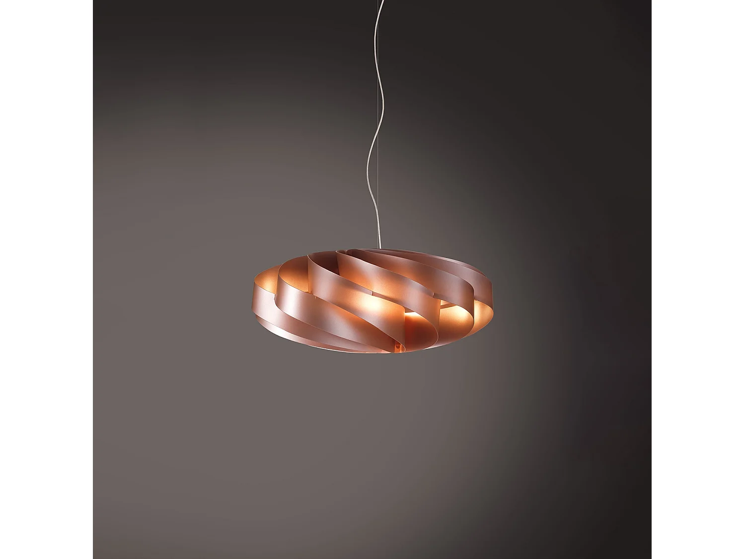 Sospensione Moderna Flat Polilux ® Rame E Metallo Cromo 1 Luce E27 D50Cm