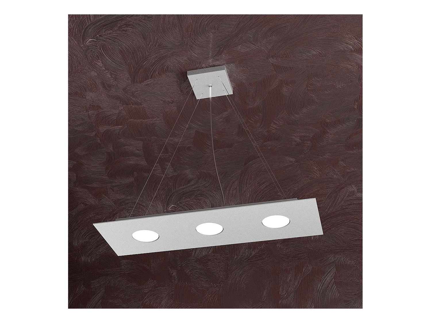 Lampadario Moderno Rettangolare Area Metallo Grigio 3 Luci Gx53