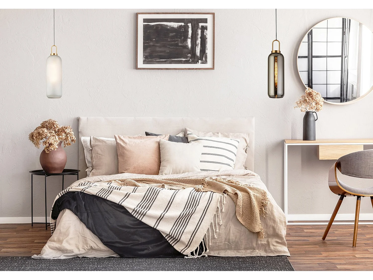 Searchlight Pipette1 ljushänge, mässing, surt glas