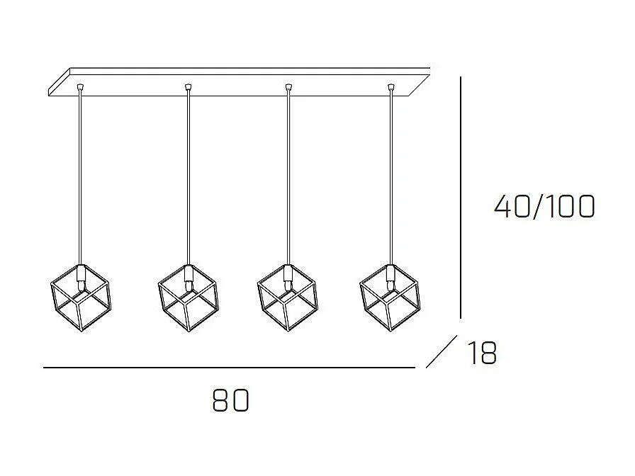 Frame Sospensione Rettangolare 4 Luci