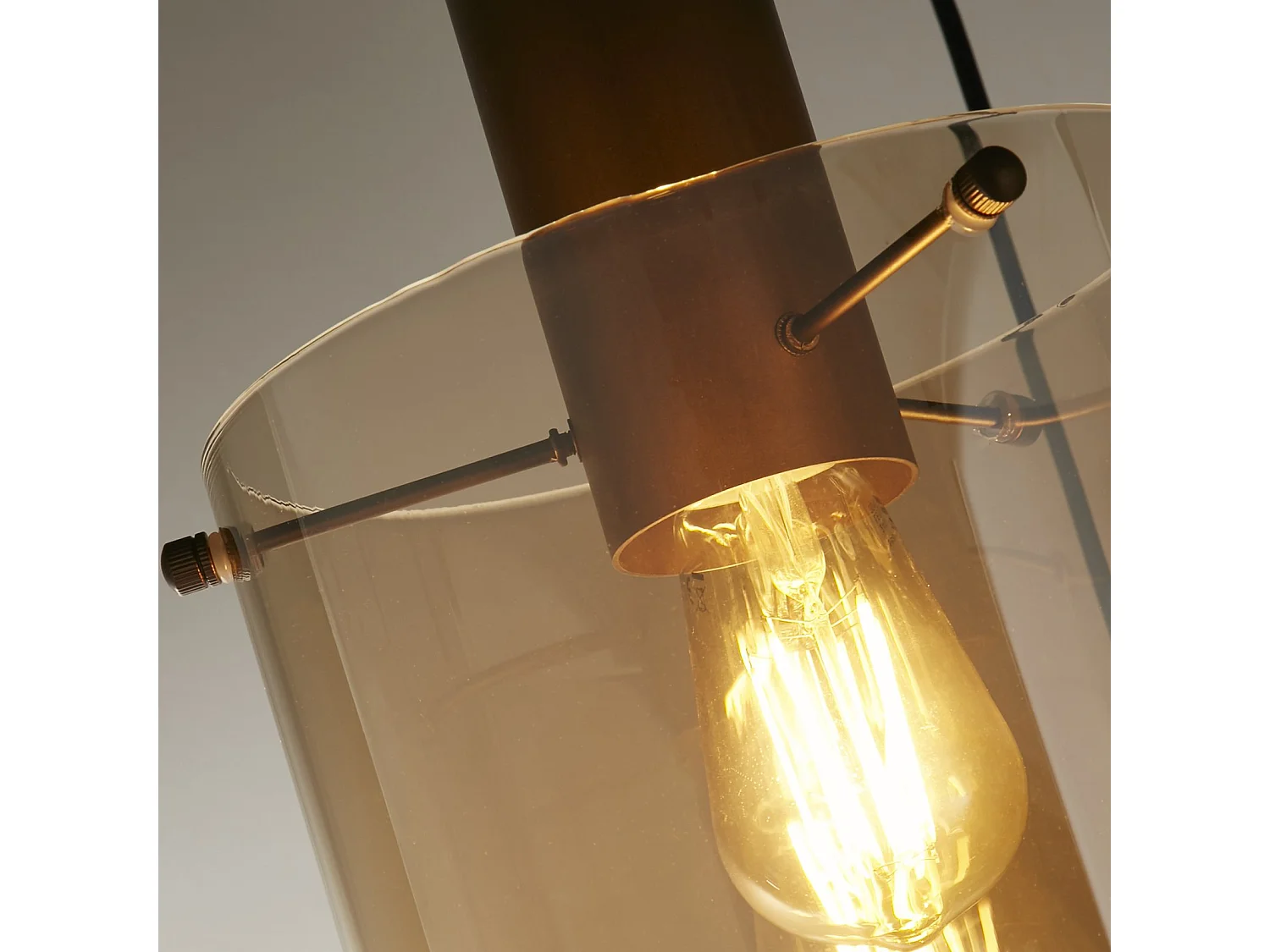 Lampadario Contemporaneo Svezia Acciaio Marrone Vetro 3 Luci E27