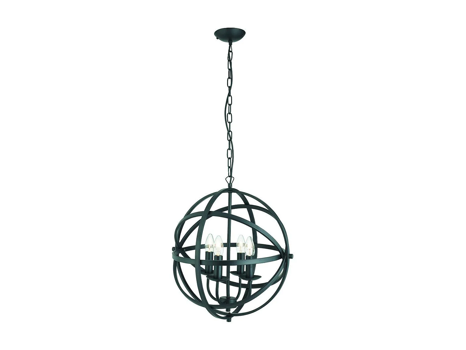 Searchlicht Orbit - 4 licht Spherical Cage Deckenanhänger Matt Black, E14