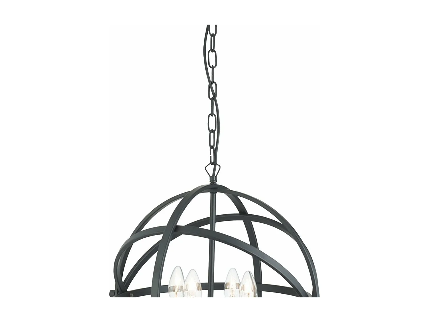 Searchlicht Orbit - 4 licht Spherical Cage Deckenanhänger Matt Black, E14