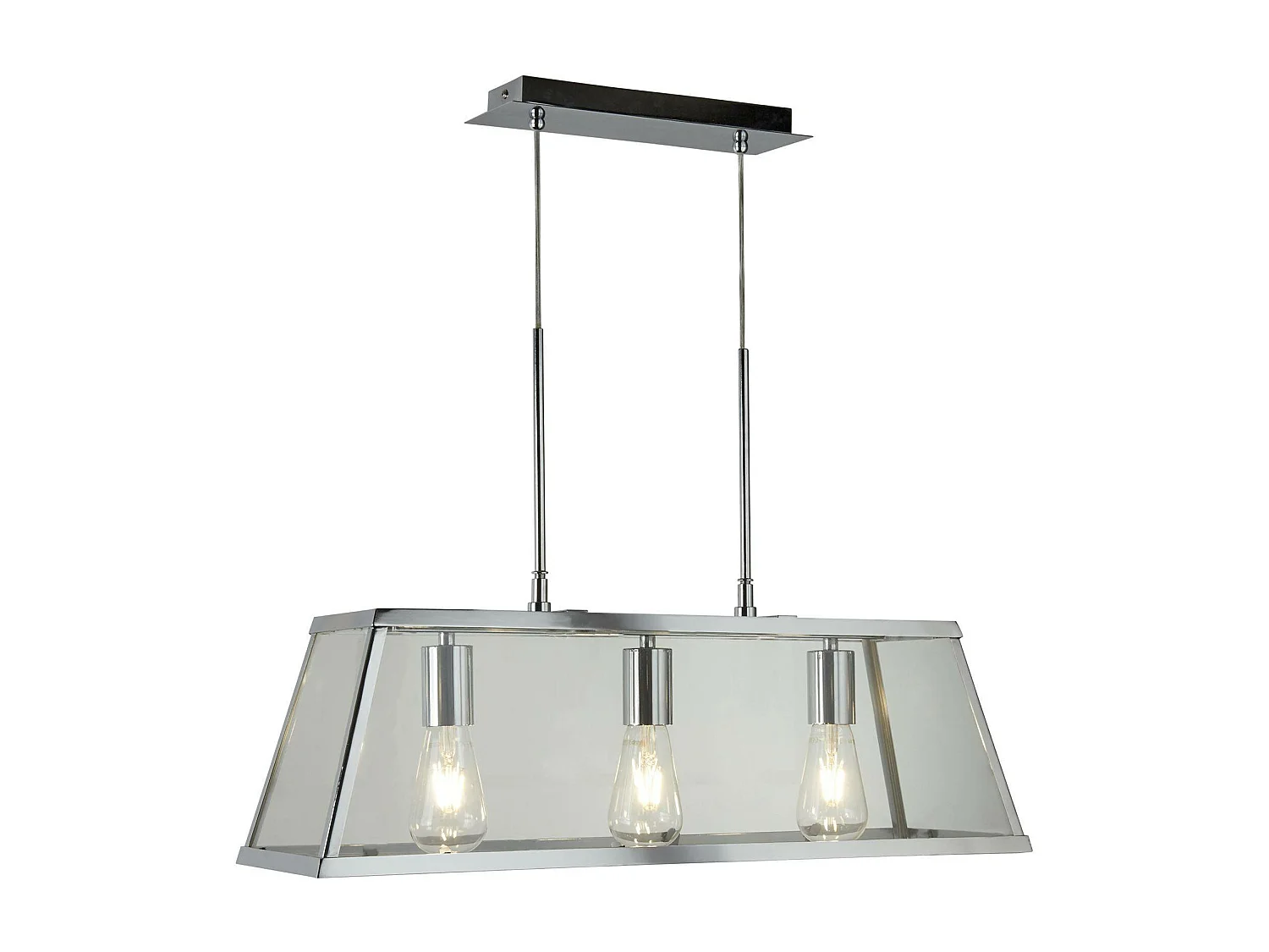 Searchlight Voyager 3 Light Ceiling Pendel Bar Chrome, Clear, E27