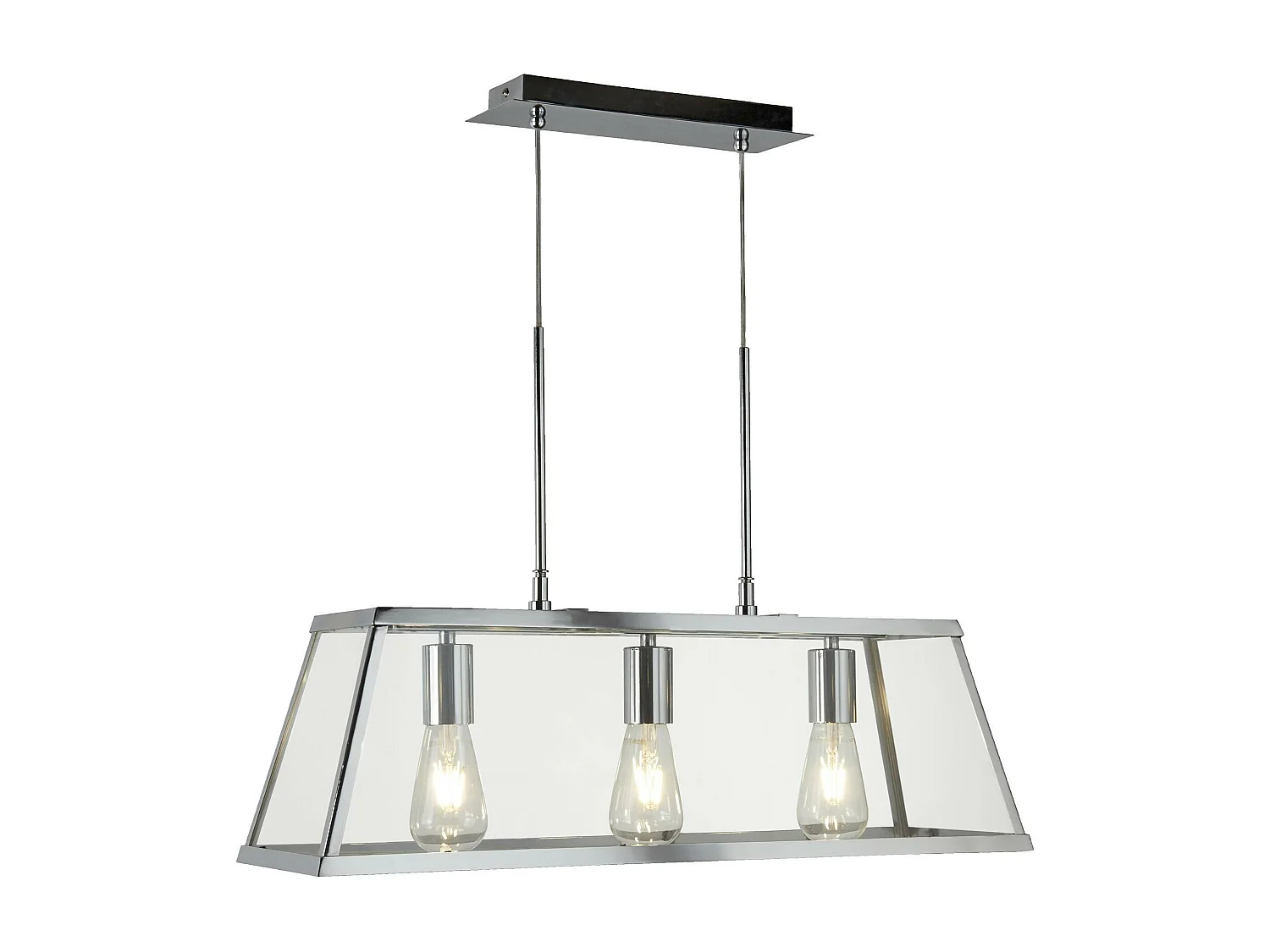 Searchlight Voyager 3 Light Ceiling Pendel Bar Chrome, Clear, E27