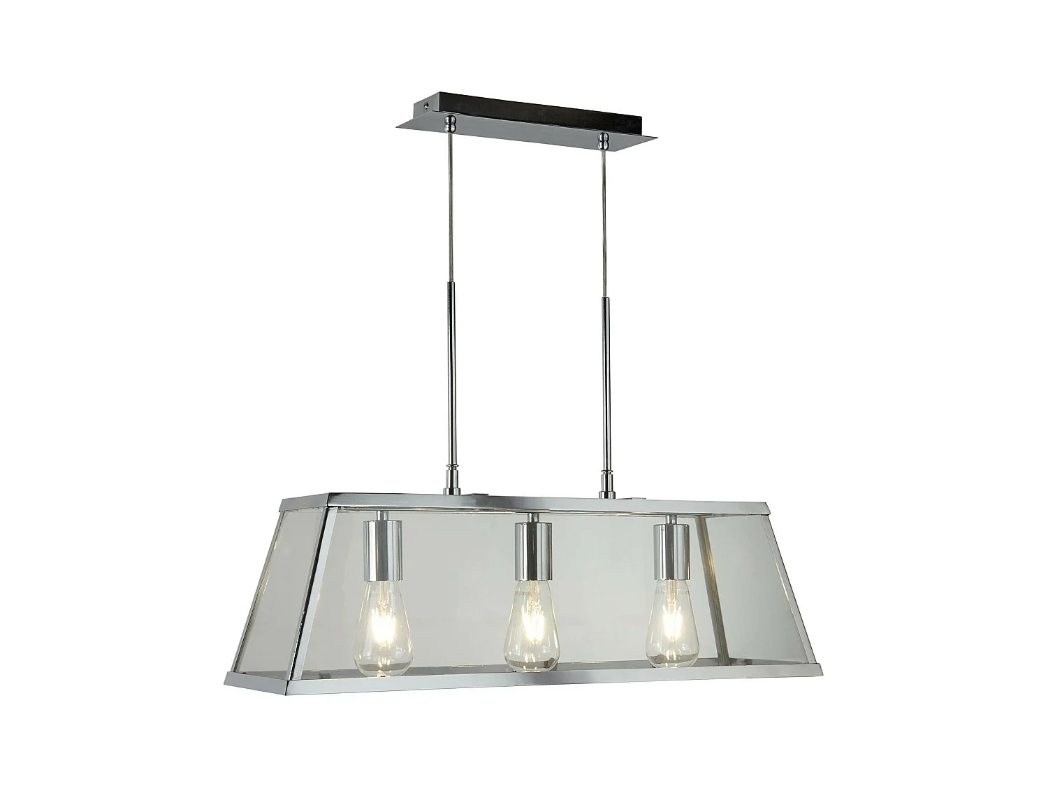 Searchlight Voyager - Barra a sospensione a 3 luci cromata, trasparente, E27